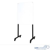 Lavagna bianca in vetro bianca magnetica su supporto mobile nero 100x200 cm