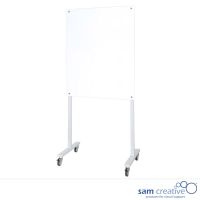Lavagna bianca in vetro bianca magnetica su supporto mobile bianco 100x200 cm
